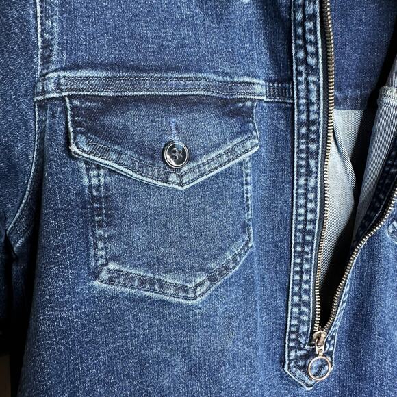 Pilcro Westley Regenerative Cotton Blue Denim Mini Dress Zip Small Short Sleeve - Picture 14 of 15